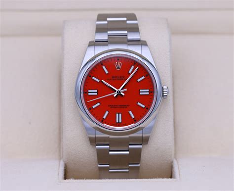 rolex oyster perpetual red dial 41mm|rolex oyster perpetual price list.